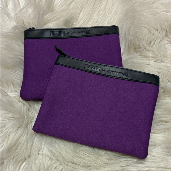 Away x United Polaris Set of 2 Purple and Black Travel Pouches - Picture 1 of 6